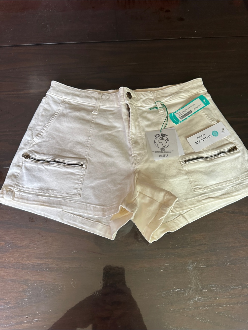 pistola White Zip-Pocket Utility Jean Shorts